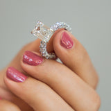 Vienna 14K White Gold Emerald Cut Lab Grown Diamond Hidden Halo Engagement Ring - 7.5 cts
