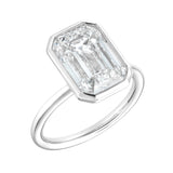 Alessia 14K White Gold Emerald Cut Lab Grown Diamond Bezel Solitaire Engagement Ring – 3 cts