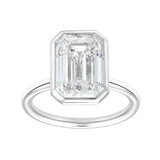 Meira 14K White Gold Emerald Cut Lab Grown Diamond Bezel Solitaire Engagement Ring – 4 cts