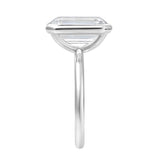 Meira 14K White Gold Emerald Cut Lab Grown Diamond Bezel Solitaire Engagement Ring – 4 cts