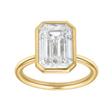 Meira 14K Yellow Gold Emerald Cut Lab Grown Diamond Bezel Solitaire Engagement Ring – 4 cts