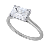 Posy 2 Ct Emerald East West Lab Grown Diamond Ring in 14K White Gold