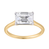 Posy 2 Ct Emerald East West Lab Grown Diamond Ring in 14K Yellow Gold