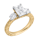 Novelle 2.65 Ct Emerald Cut Lab Grown Diamond Engagement Ring in 14K Yellow Gold
