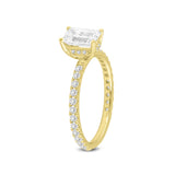 Fiora 14K Yellow Gold Emerald Cut Lab Grown Diamond Hidden Halo Engagement Ring - 1.65 ctw