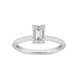 Countess 14K White Gold Emerald Cut Lab Grown Diamond Hidden Halo Engagement Ring - 1.05 ctw
