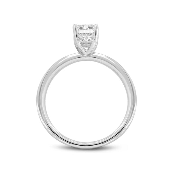 Certified Lab Grown Emerald Cut Cathedral Hidden Halo Solitaire Diamond Ring (1.07 ctw) in 14K Gold