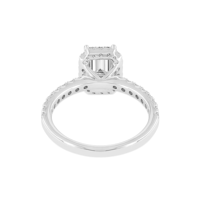 Certified Lab Grown Emerald Cut Halo Diamond Ring (1.77 ctw) in 14K Gold