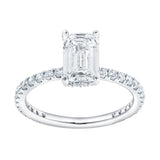 Diadem 14K White Gold Emerald Cut Lab Grown Diamond Hidden Halo Engagement Ring - 2 ctw
