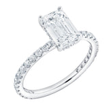 Diadem 14K White Gold Emerald Cut Lab Grown Diamond Hidden Halo Engagement Ring - 2 ctw