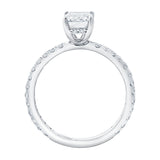 Diadem 14K White Gold Emerald Cut Lab Grown Diamond Hidden Halo Engagement Ring - 2 ctw