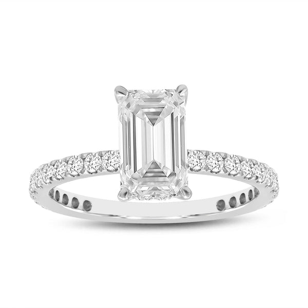 Certified Lab Grown Diamond Emerald Cut Hidden Halo Ring (2.03 ctw) in 14K Gold