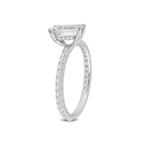 Certified Lab Grown Diamond Emerald Cut Hidden Halo Ring (2.03 ctw) in 14K Gold