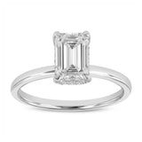 Empress 14K White Gold Emerald Cut Lab Grown Diamond Hidden Halo Engagement Ring - 1.6 ctw