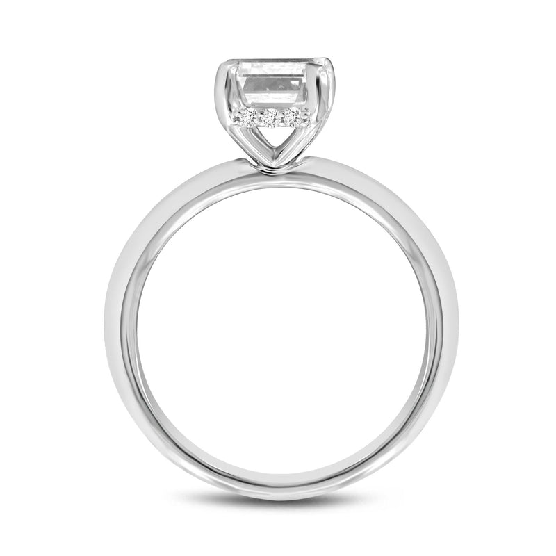 Certified Lab Grown Diamond Emerald Cut Solitaire Hidden Halo Ring (1.60 ctw) in 14K Gold