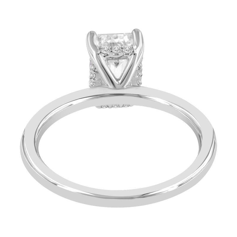 Certified Lab Grown Diamond Emerald Cut Solitaire Hidden Halo Ring (1.60 ctw) in 14K Gold