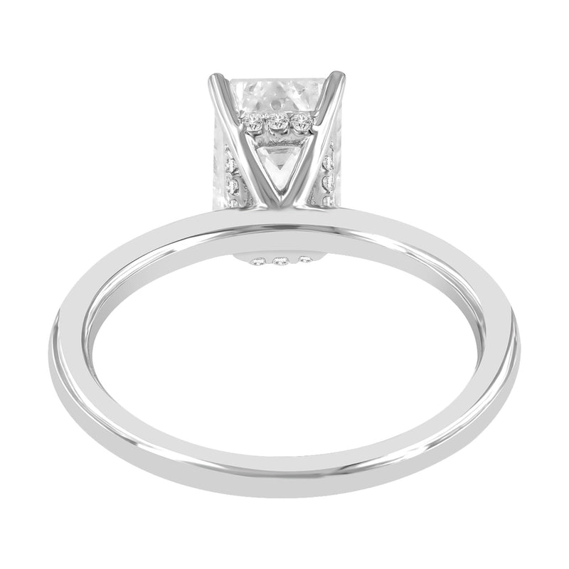 Certified Lab Grown Diamond Emerald Cut Solitaire Hidden Halo Ring (2.10 ctw) in 14K Gold