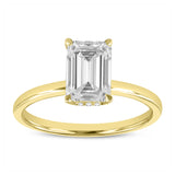 Delphine 14K Yellow Gold Emerald Cut Lab Grown Diamond Hidden Halo Engagement Ring - 2.1 ctw