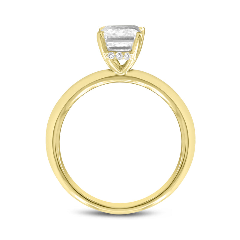 Delphine 14K Yellow Gold Emerald Cut Lab Grown Diamond Hidden Halo Engagement Ring - 2.1 ctw