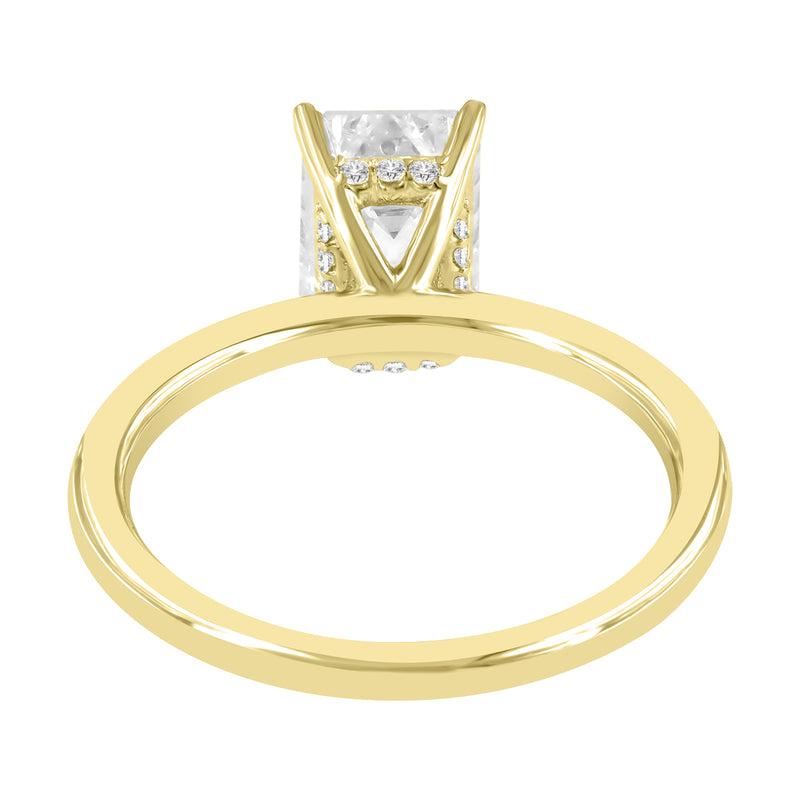Delphine 14K Yellow Gold Emerald Cut Lab Grown Diamond Hidden Halo Engagement Ring - 2.1 ctw