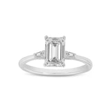 Solene 14K White Gold Emerald Cut Lab Grown Diamond 3 Stone Engagement Ring - 1.6 ctw