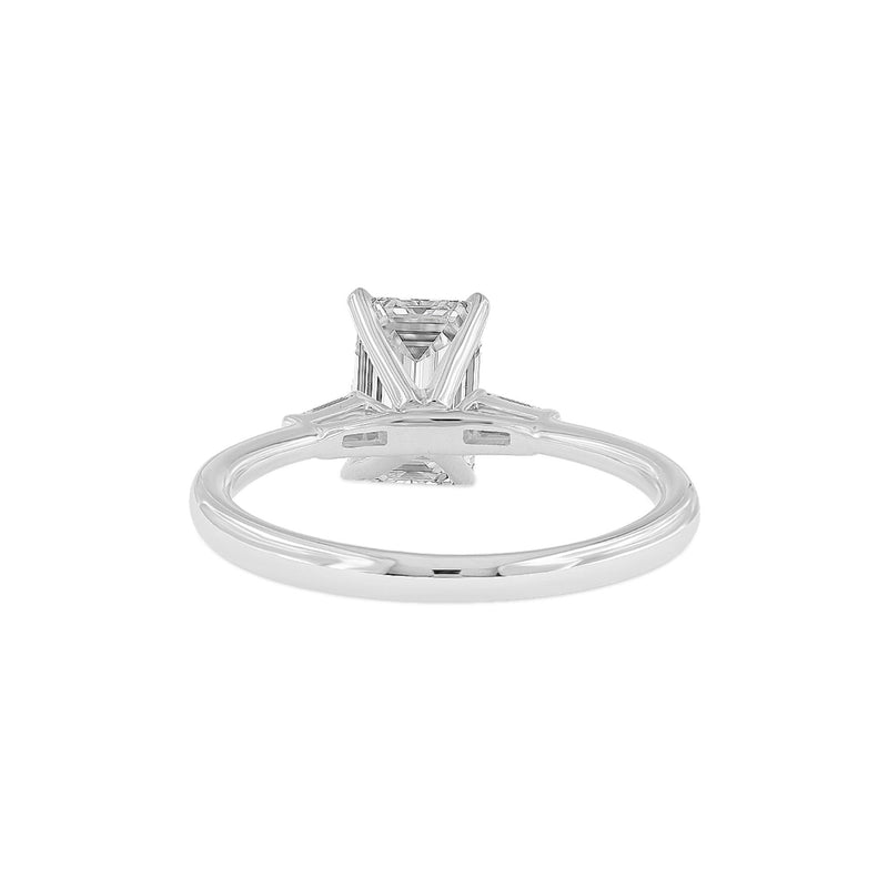 Certified Lab Grown Emerald Cut Diamond Three Stone with Tapered Baguettes (1.55 ctw) in 14K Gold