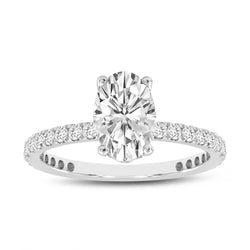 Eliana 14K White Gold Oval Lab Grown Diamond Hidden Halo Engagement Ring - 2.03 Ct