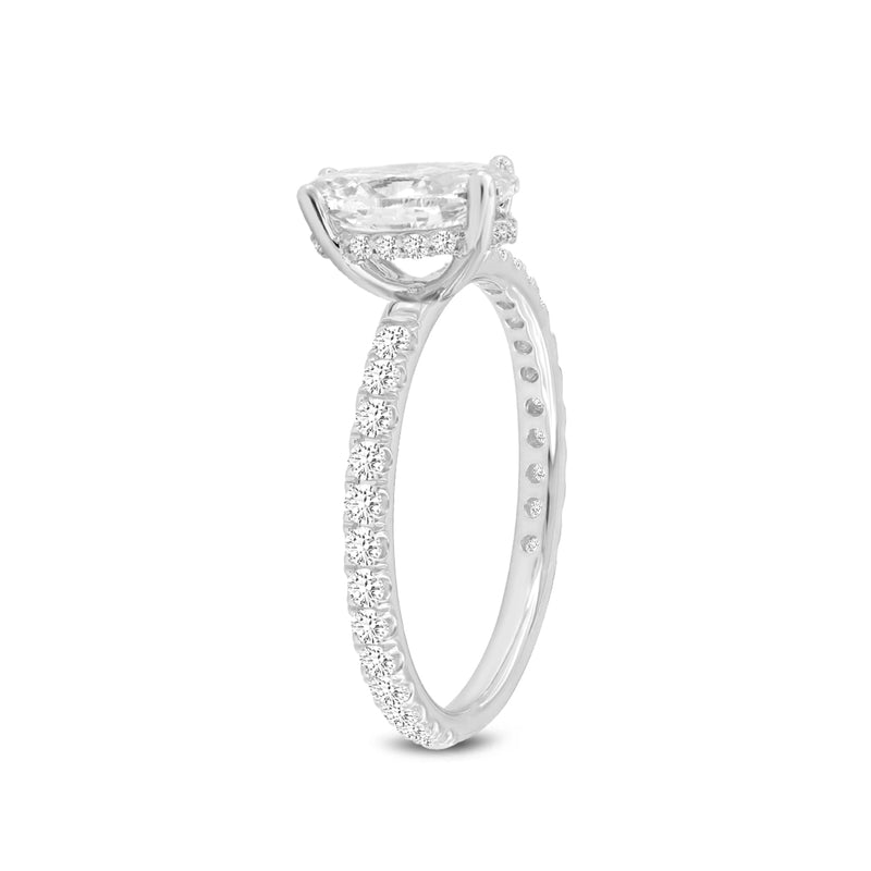 Eliana 14K White Gold Oval Lab Grown Diamond Hidden Halo Engagement Ring - 2.03 Ct