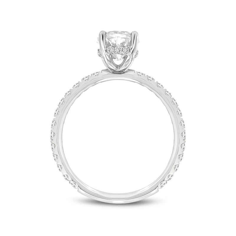 Eliana 14K White Gold Oval Lab Grown Diamond Hidden Halo Engagement Ring - 2.03 Ct