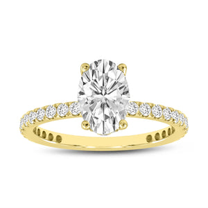 Eliana 14K Yellow Gold Oval Lab Grown Diamond Hidden Halo Engagement Ring - 2 Ct