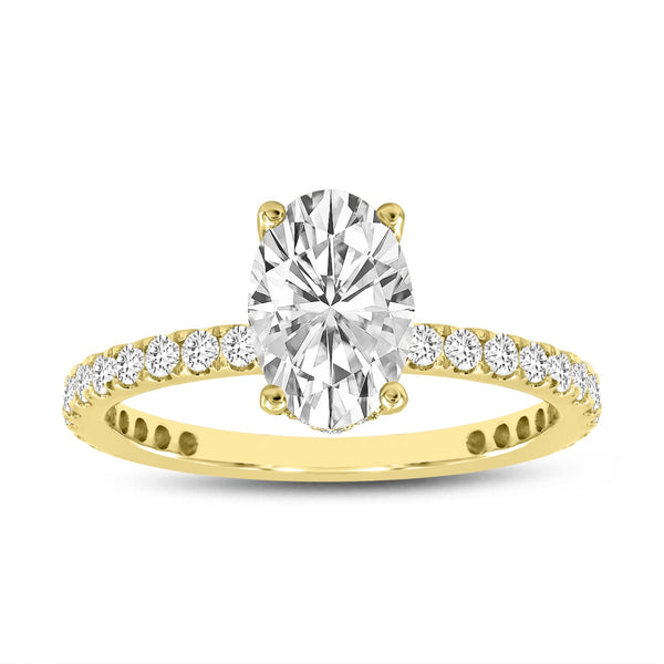 Eliana 14K Yellow Gold Oval Lab Grown Diamond Hidden Halo Engagement Ring - 2.08 Ct