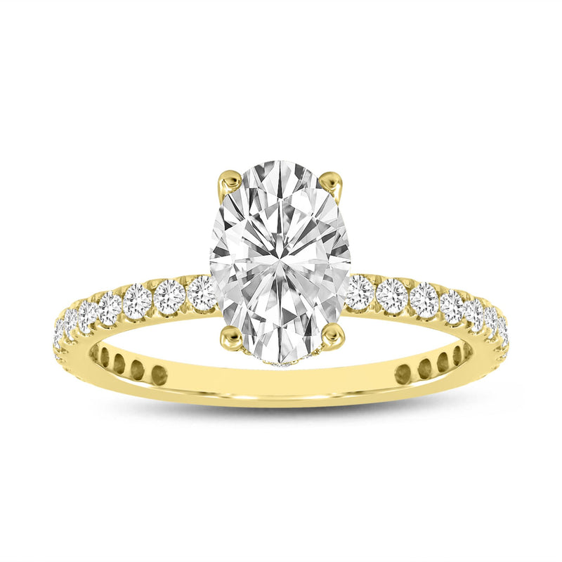 Eliana 14K Yellow Gold Oval Lab Grown Diamond Hidden Halo Engagement Ring - 2.08 Ct