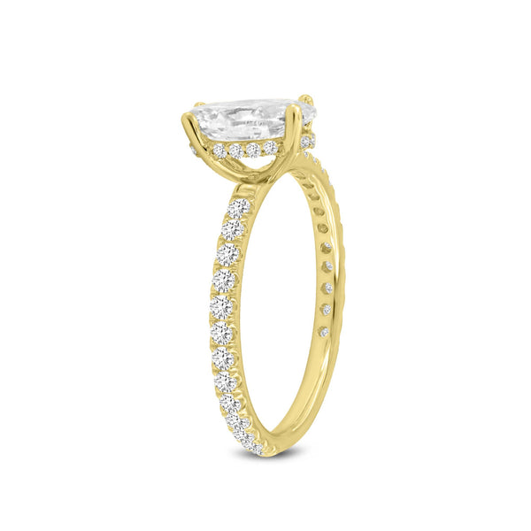 Eliana 14K Yellow Gold Oval Lab Grown Diamond Hidden Halo Engagement Ring - 2.08 Ct