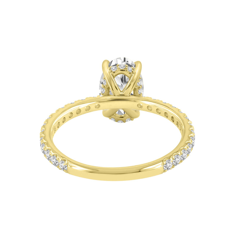 Eliana 14K Yellow Gold Oval Lab Grown Diamond Hidden Halo Engagement Ring - 2.08 Ct