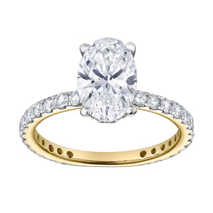 Eliana 14K Yellow Gold Oval Lab Grown Diamond Hidden Halo Engagement Ring - 2 Ct