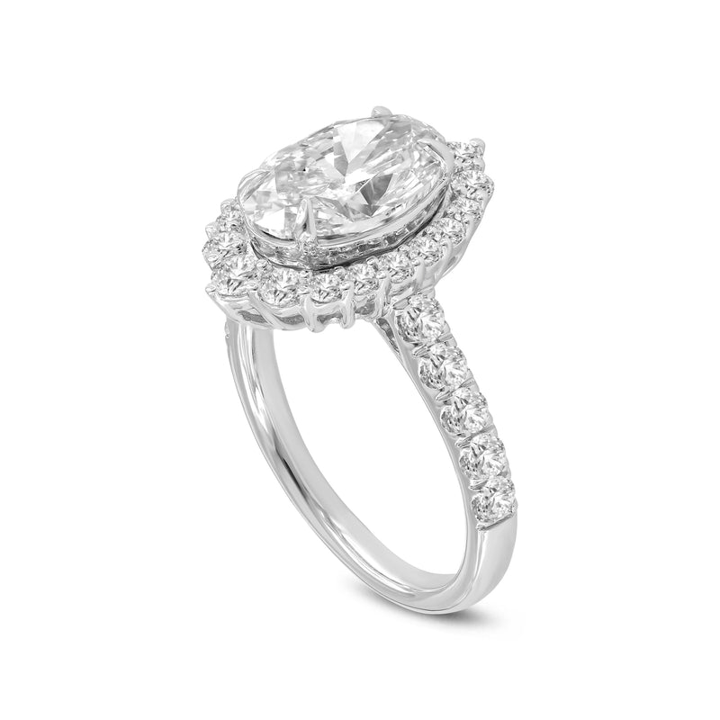 Marcia 14K White Gold Oval Lab Grown Diamond Halo Engagement Ring - 3.86 Ct