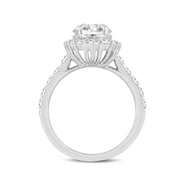 Marcia 14K White Gold Oval Lab Grown Diamond Halo Engagement Ring - 3.86 Ct