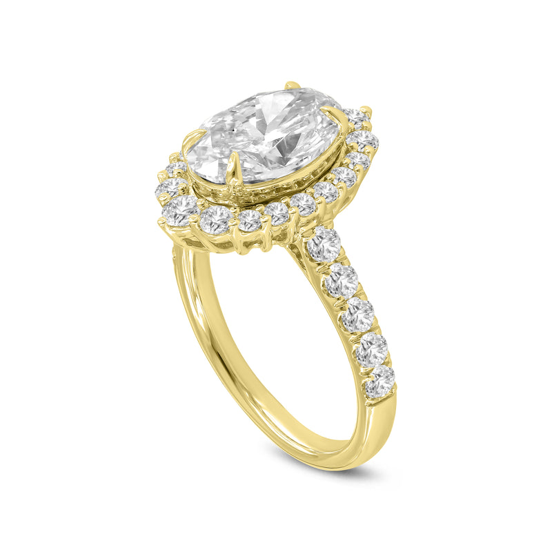 Marcia 14K Yellow Gold Oval Lab Grown Diamond Halo Engagement Ring - 4 Ct