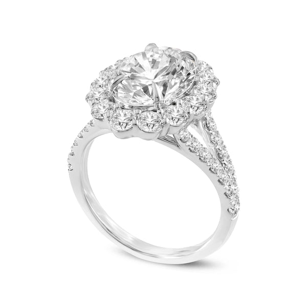 Sabina 14K White Gold Oval Lab Grown Diamond Halo Engagement Ring - 4.72 Ct