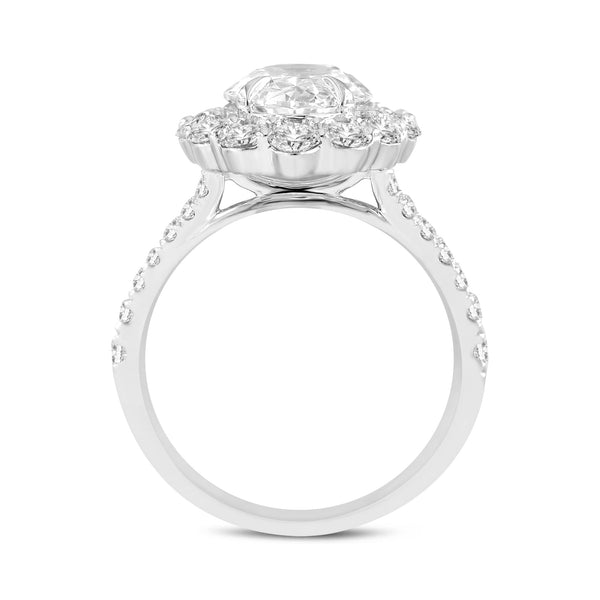 Sabina 14K White Gold Oval Lab Grown Diamond Halo Engagement Ring - 4.72 Ct