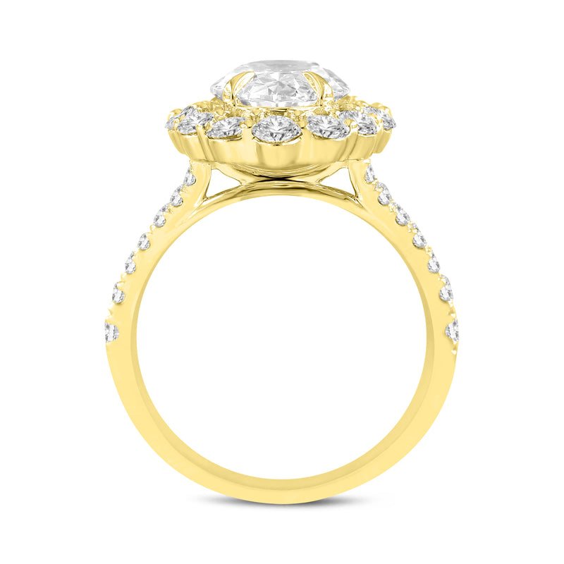 Sabina 14K Yellow Gold Oval Lab Grown Diamond Halo Engagement Ring - 4.76 Ct