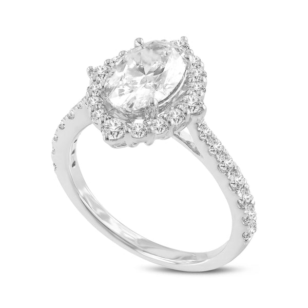 Valeria 14K White Gold Oval Lab Grown Diamond Halo Engagement Ring - 2.29 Ct