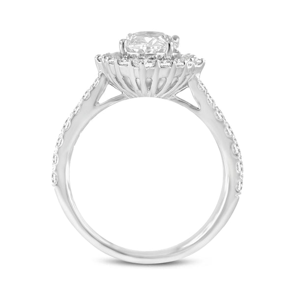 Valeria 14K White Gold Oval Lab Grown Diamond Halo Engagement Ring - 2.29 Ct