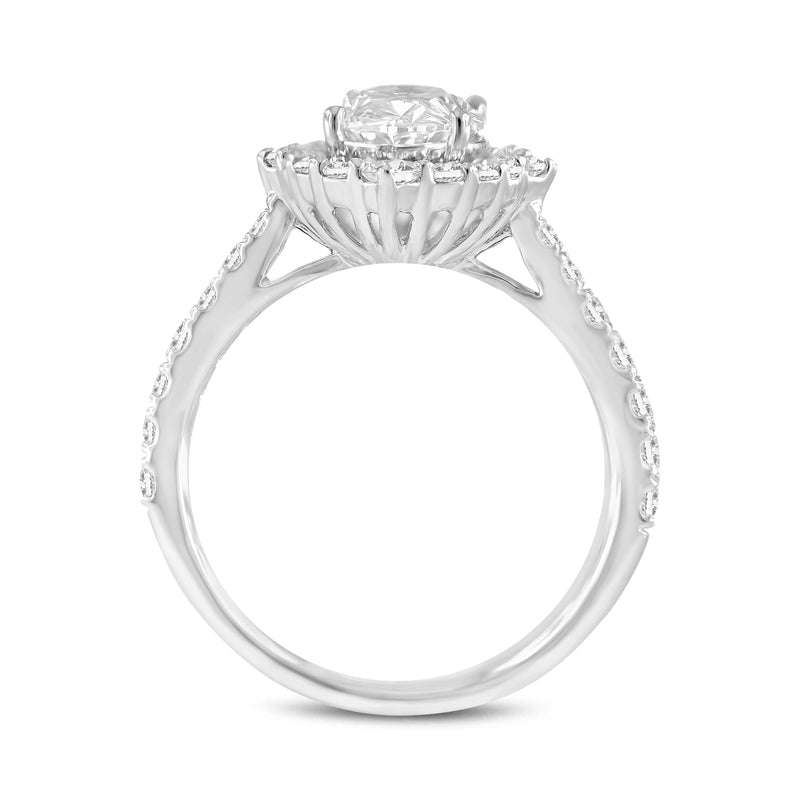 Valeria 14K White Gold Oval Lab Grown Diamond Halo Engagement Ring - 2.29 Ct