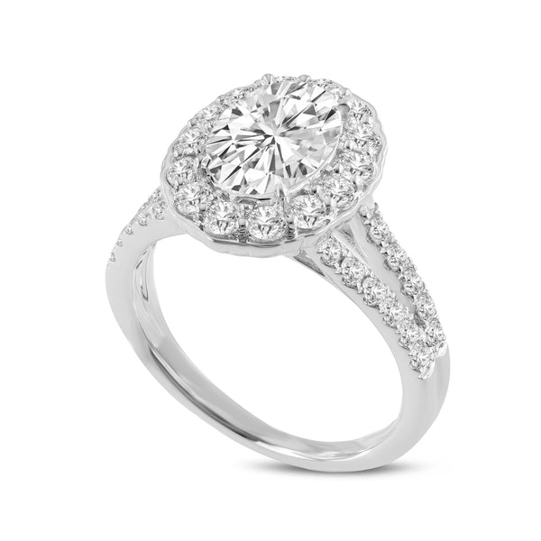 Octavia 14K White Gold Oval Lab Grown Diamond Halo Engagement Ring - 2.56 Ct