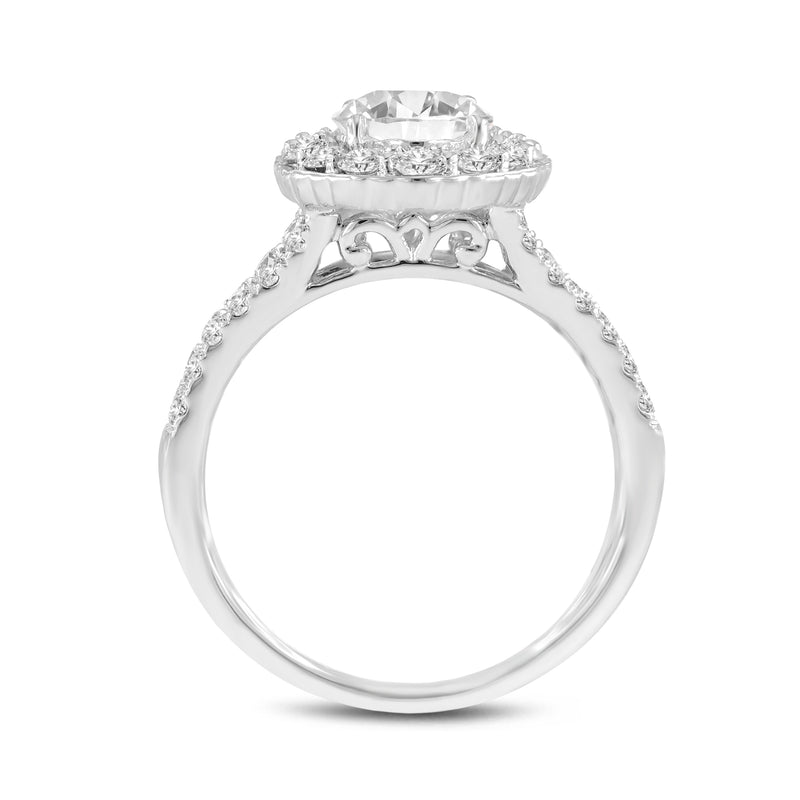 Octavia 14K White Gold Oval Lab Grown Diamond Halo Engagement Ring - 2.56 Ct