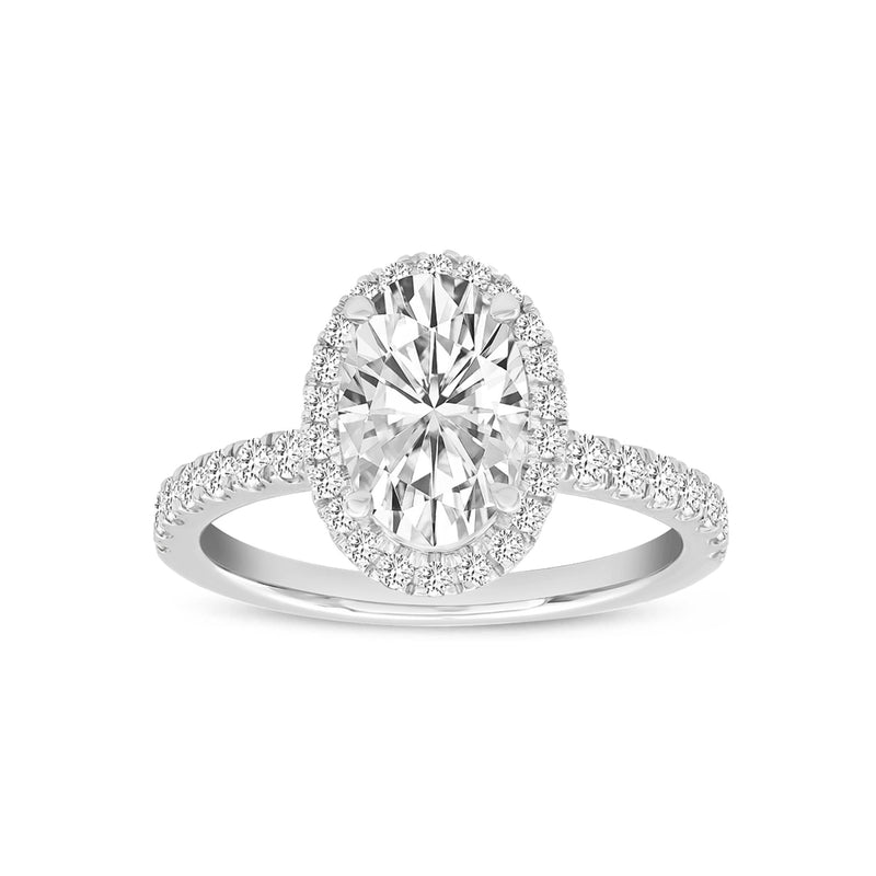 Claudia 14K White Gold Oval Lab Grown Diamond Halo Engagement Ring - 1.99 Ct