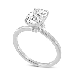 Cecilia 14K White Gold Oval Lab Grown Diamond Hidden Halo Engagement Ring - 1.81 Ct