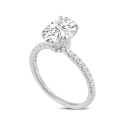 Adriana 14K White Gold Oval Lab Grown Diamond Hidden Halo Engagement Ring - 2.4 Ct