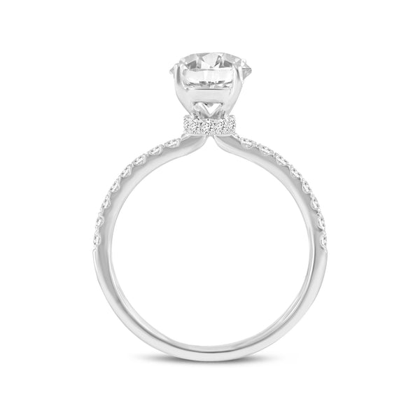 Adriana 14K White Gold Oval Lab Grown Diamond Hidden Halo Engagement Ring - 2.4 Ct